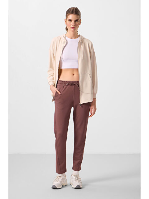 Tommylife Kahverengi Yumuşak Dokulu Gizli Fermuarlı Dar Paça Kadın Pantolon - 94668 - S000364955-19413