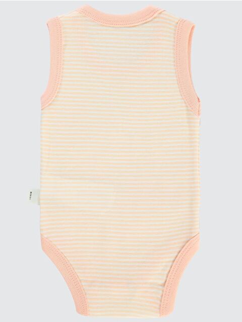 Civil Baby Çizgili 1-36 Ay Çıtçıtlı Badi - Pudra 24-36 Ay