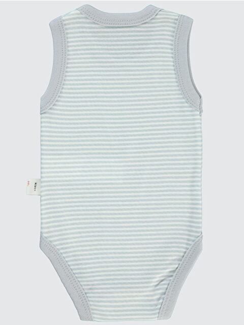 Civil Baby Çizgili 1-36 Ay Çıtçıtlı Badi - Gri 24-36 Ay