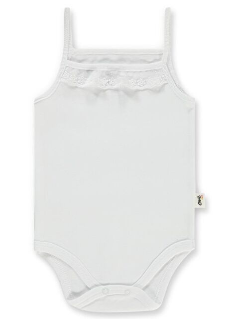 Civil Baby Penye İp Askılı Dantelli 3-9 Ay Kız Çıtçıtlı Badi - Beyaz 9-12 Ay - S000203281-20063