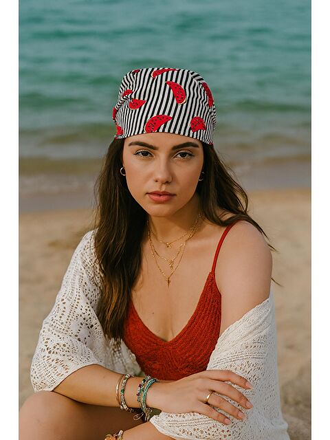 New Obsessions Bohem Saten Dokulu Bandana Fular - S000414026-19351