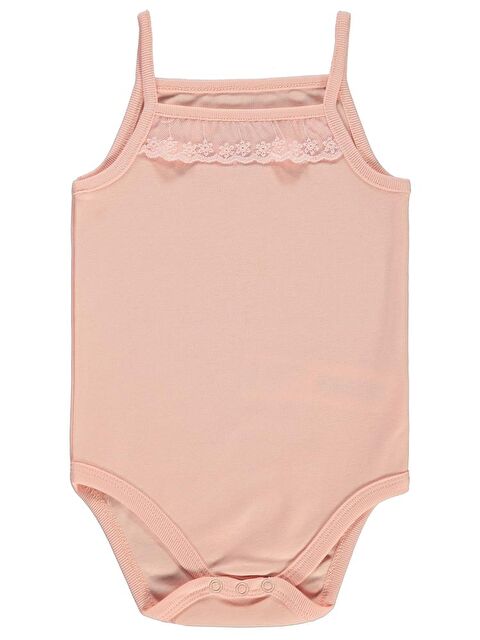 Civil Baby Penye İp Askılı Dantelli 3-9 Ay Kız Çıtçıtlı Badi - Pudra 3-6 Ay - S000203281-7152