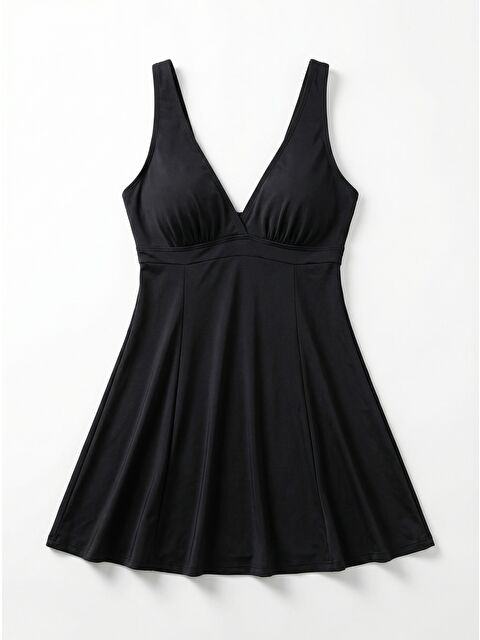 Remsa Mayo Büyük Beden Şortlu Elbise Mayo Etekli Mayo Yüzücü Mayo 1901-01 Siyah - S000355551-19351