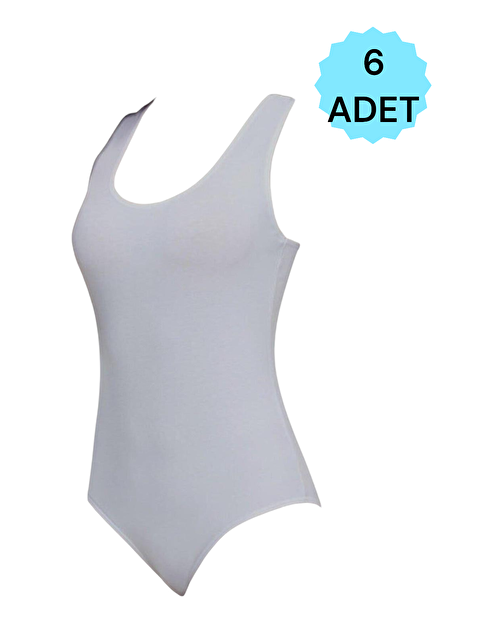 Tutku 6'lı Kadın Gri Pamuklu Çıtçıtlı Kalın Askılı Kancalı Atlet - S000217595-20600