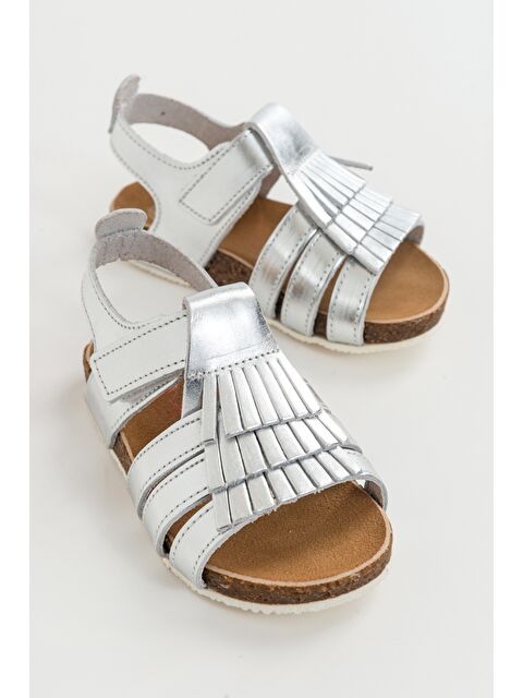 Mnpc Kız Çocuk Gümüş Deri Ortopedik Destekli Çocuk Sandalet - S000064135-18105