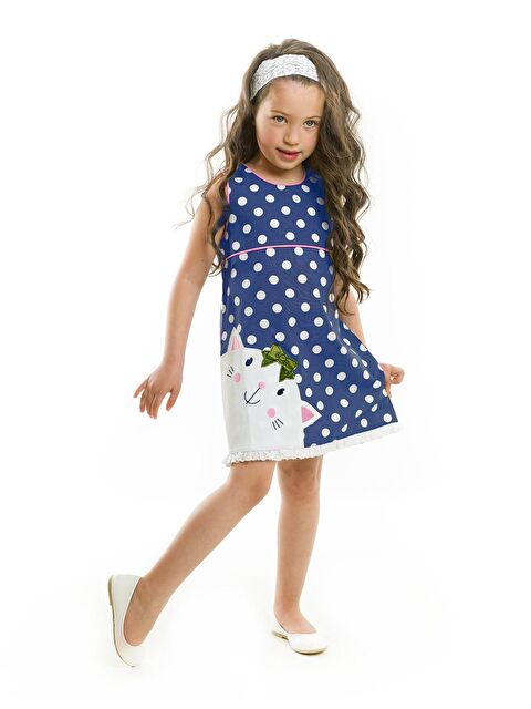 Denokids Tombiş Kedi Kız Poplin Elbise - S000008902-21164