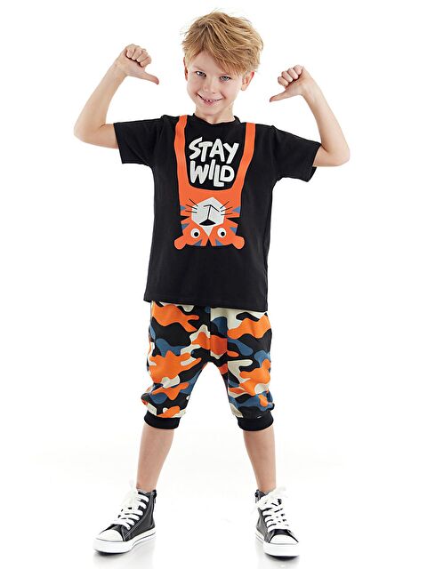Denokids Stay Wild Tişört Kamuflaj Kapri Pantolon Takım - S000008904-23173