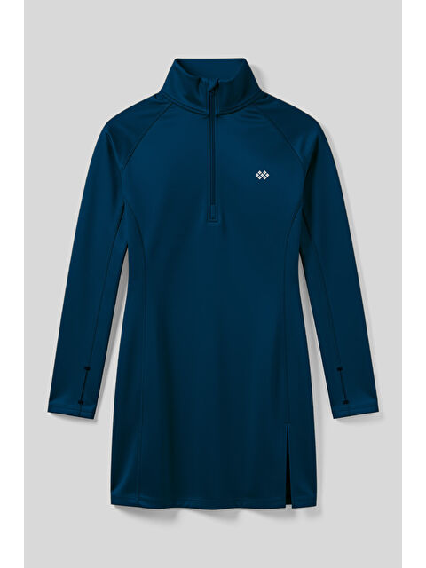 Tommylife İndigo Yarım Fermuarlı Dik Yaka Standart Kalıp Kadın Sporcu Tunik - 97309 - S000463173-23093