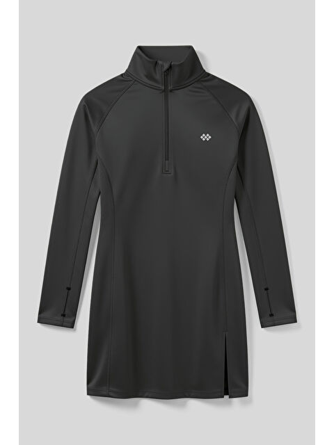 Tommylife Antrasit Yarım Fermuarlı Dik Yaka Standart Kalıp Kadın Sporcu Tunik - 97309 - S000463173-29666