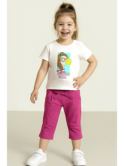 Breeze Kız Çocuk Taytlı Takım Sakız Kraliçesi Kız Baskılı Ekru (1.5-5 Yaş) - S000398025-19965