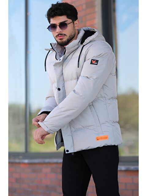 Stilkombin Çıkarılabilir Kapüşonlu Armalı İçi Kürklü Erkek Şişme Mont 2911 - S000114280-25636