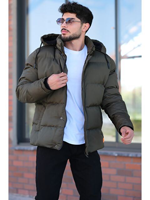 Stilkombin Stil Kombin Çıkarılabilir Kapüşonlu Armalı İçi Kürklü Erkek Şişme Mont 2911 - S000114280-18547