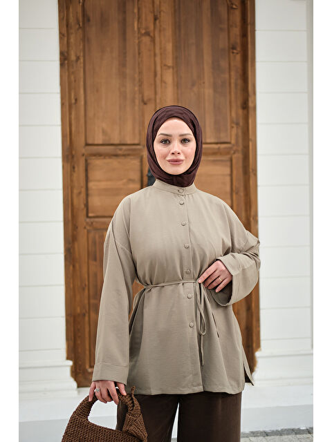 Locco Moda Kadın Duble Kol Yırtmaçlı Gömlek Mint Yeşil