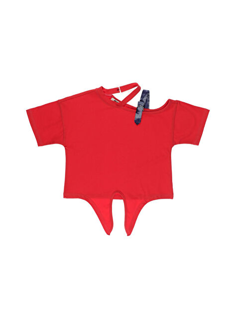 Panço Kız Çocuk Bant Detaylı Kırmızı Tişört - S000245780-20045