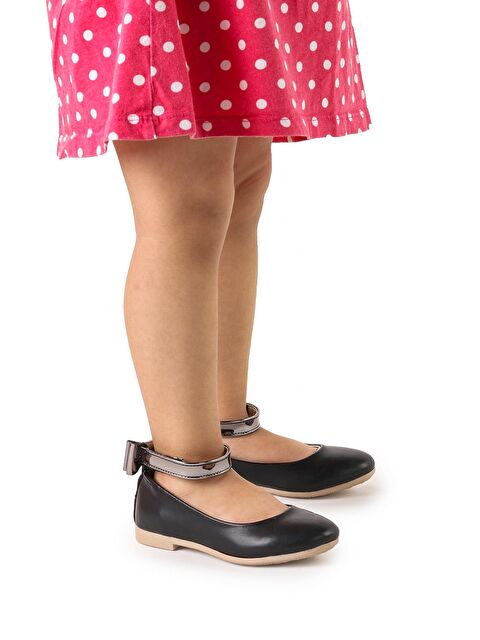 Kiko Kids Cırtlı Kız Çocuk Fiyonklu Babet Ayakkabı Ege 205 Cilt Bilekten Bağlamalı - S000026760-19351