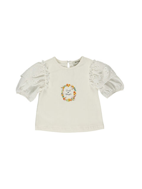 Panço Kız Çocuk Kolları Dantel Detaylı Tişört - S000259556-20063