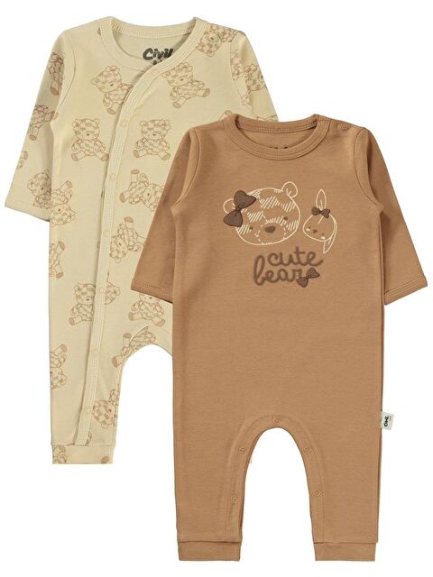Civil Baby Cute Bear Baskılı 3-9 Ay Tulum - Kahve 9-12 Ay - S000328576-19413