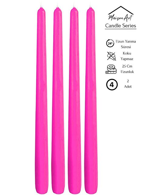 Maison Art Şamdan Mumu | 4 Adet | Pembe Renk Konik Şamdan Mumu - S000070448-20024