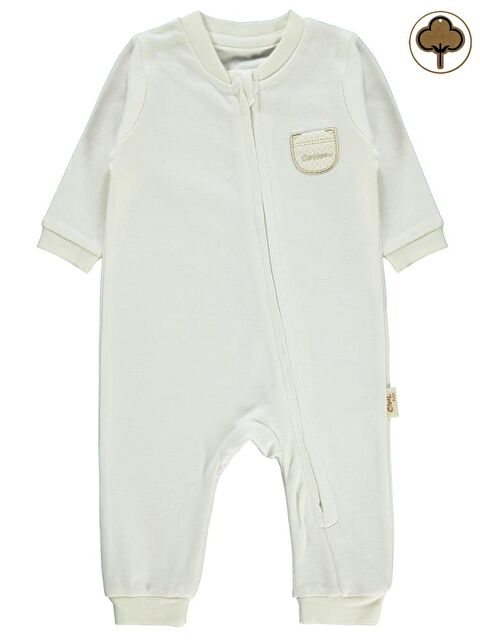 Civil Baby Organik Pamuklu Fermuarlı 0-6 Ay Tulum - Ekru 0-1 Ay - S000201742-19965
