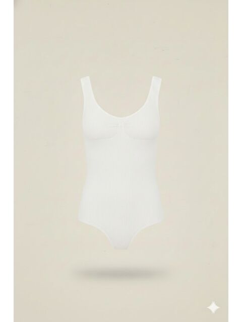 C&City C11924 Kalın Askılı Çıtçıtlı Body Beyaz - S000223003-20063