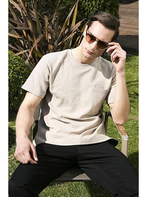 Buratti Pamuklu Rahat Kesim Tek Cepli Bisiklet Yaka Tişört 5902642 - S000008674-20600