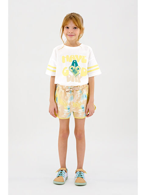 Panço Kız Çocuk Batik Desenli Bej Şort - S000270014-19928