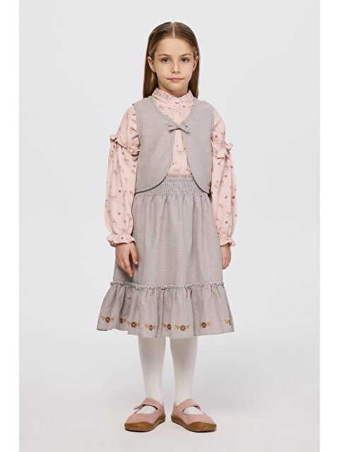 Panço Kız Çocuk Çift Taraflı Ekru Yelek - S000470857-19965