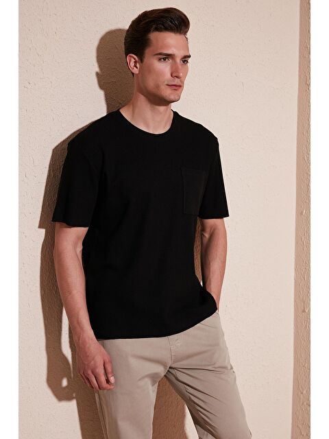 Buratti Pamuklu Rahat Kesim Tek Cepli Bisiklet Yaka Tişört 5902642 - S000008674-19351