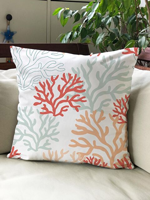 Evmila Kadife Doku Çift Taraf Baskılı Yosun Desen 43x43 cm Tekli Kırlent Kılıfı - S000022107-23173