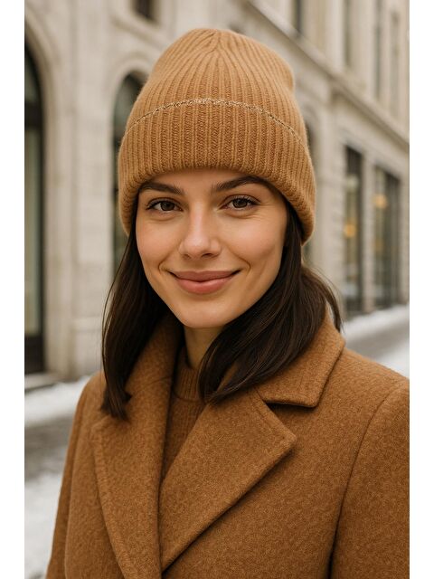 Luminos Butik Simli Basic İthal Camel Yün Bere BERE1139 - S000273661-4557