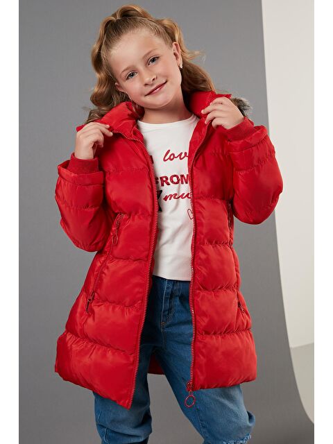 Lela Peluş Astarlı Yakası Suni Kürklü Çıkarılabilir Kapüşonlu Kışlık Mont 5766038 - S000000686-20045