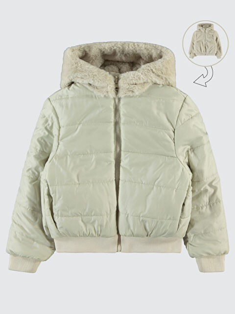 Civil Kız Çocuk Kapüşonlu Mont 6 9 Yaş Bej - S000284546-19928