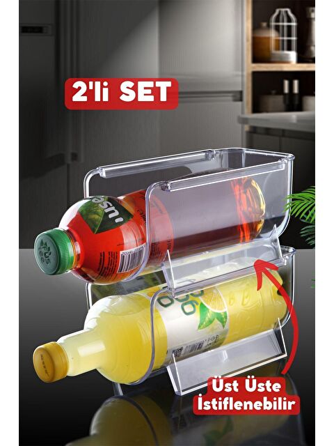 Nandy Home Kat Kat İstiflenebilir Clear Şişe Organizeri 2 Adet ŞEFFAF - S000011841-26865