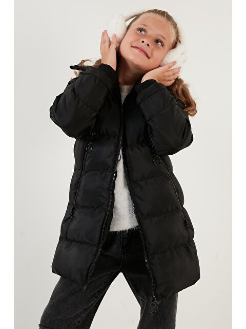 Lela Peluş Astarlı Yakası Suni Kürklü Çıkarılabilir Kapüşonlu Kışlık Mont 5766038 - S000000686-19351