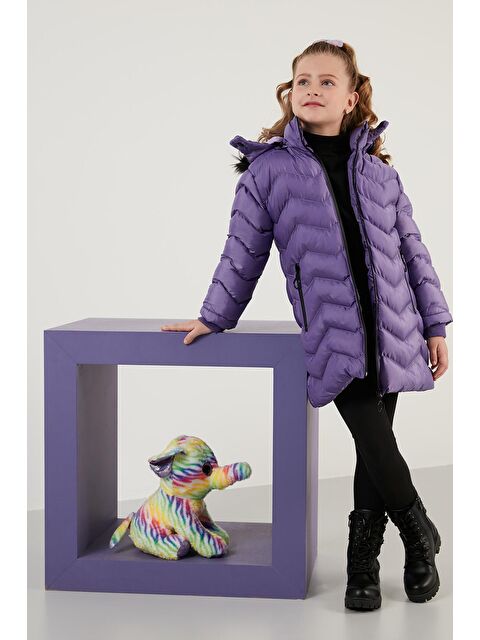 Lela Peluş Astarlı Yakası Suni Kürklü Çıkarılabilir Kapüşonlu Kışlık Mont 5766041 - S000000687-17241