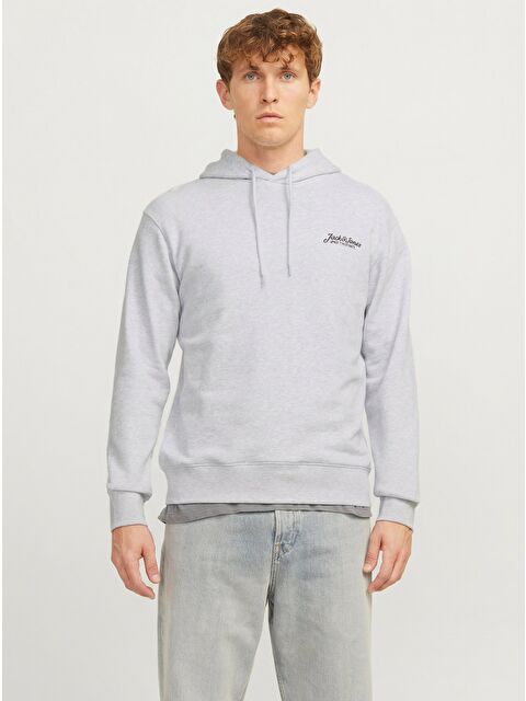 Jack & Jones Hood Beau Erkek Gri Kapüşonlu Sweatshirt