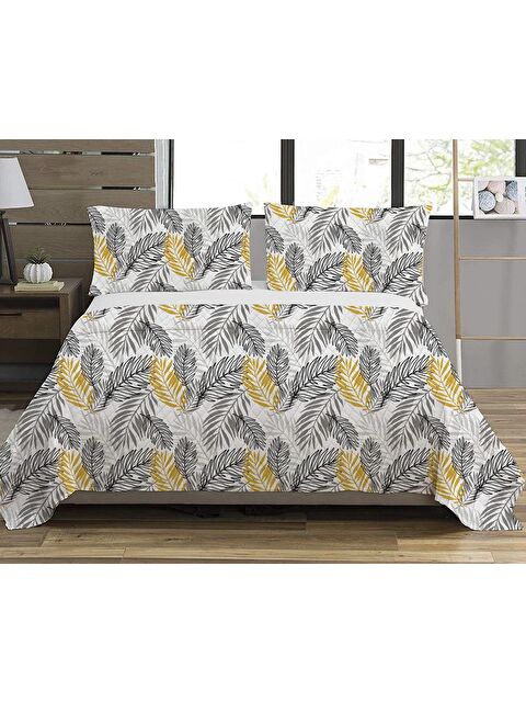 Evmila Yaprak Desen Çift Kişilik Baskılı Pike (200x220 Cm) Renkli - S000028866-23173