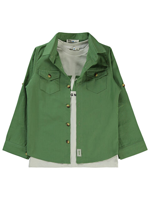 Civil Boys Erkek Çocuk Tişörtlü Gömlek 6-9 Yaş Açık Haki - S000348720-17354