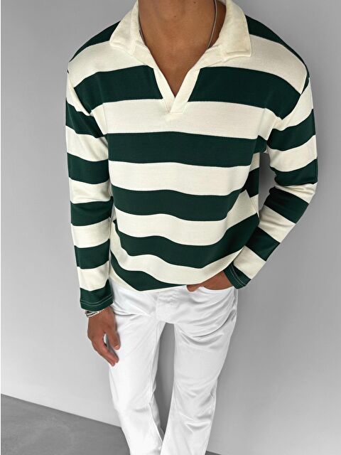 Abluka Online Erkek Regular Fit Polo Yaka Triko %100 Pamuk Kazak Yeşil - S000118409-18194