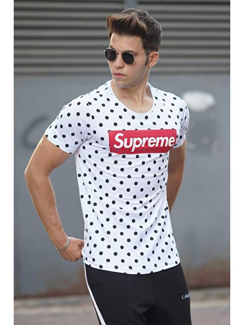 Madmext Beyaz Benekli Erkek Tişört 2640 - S000017313-20063