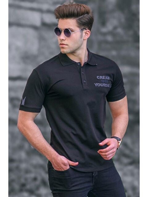 Madmext Siyah Polo Yaka Erkek Tişört 5247