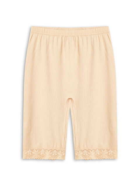 Hnx Pamuklu Fitilli Dokulu Paçası Dantel Detaylı Kadın Kısa Tayt - S000145011-26407