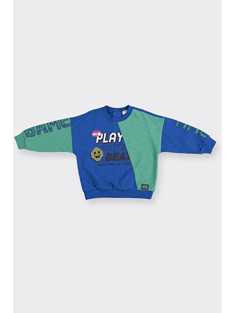 Panço Erkek Bebek Baskılı Mavi Sweatshirt - S000263683-23710