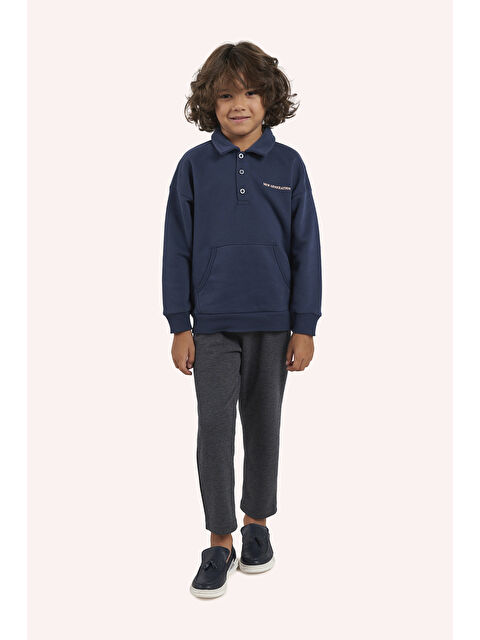 Panço Erkek Çocuk Yakalı Lacivert Sweatshirt - S000304029-21164
