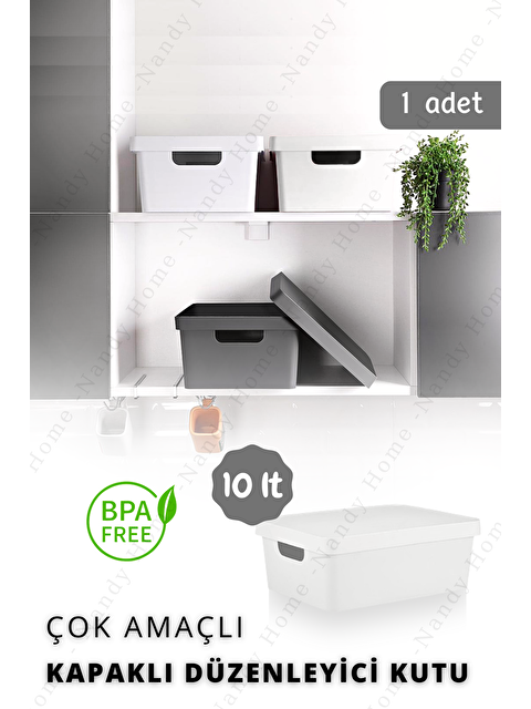 Nandy Home 10 Lt. Kapaklı Kutu BEYAZ - S000013146-23173