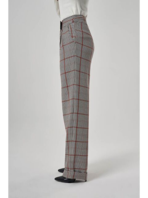 Mizalle Büyük Ekoseli Taba Pantolon - S000052617-37454