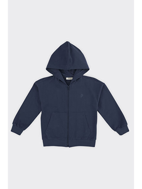 Panço Unisex Çocuk Fermuarlı Lacivert Sweatshirt - S000269524-21164