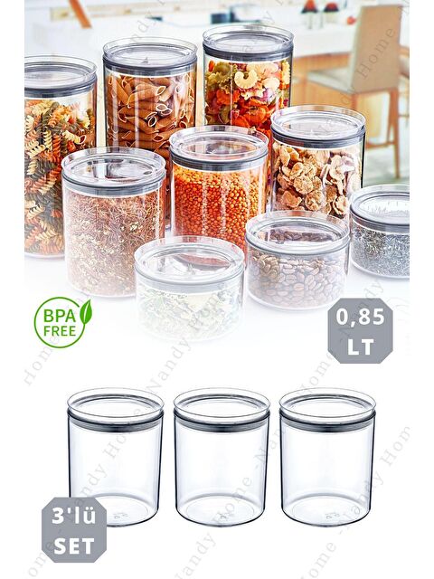 Nandy Home 0,85 Lt Sızdırmaz Kapak, Silikon Contalı Yuvarlak 3'lü Saklama Kabı Seti - S000013190-23173