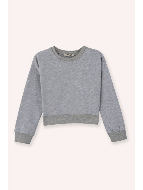 Panço Kız Çocuk Gri Melanj Sweatshirt - S000371264-74