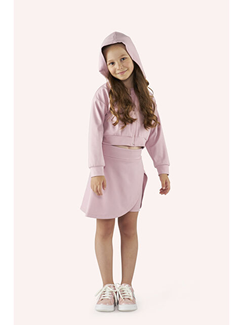 Panço Kız Çocuk Baskı Detaylı Pembe Sweatshirt - S000319003-20024
